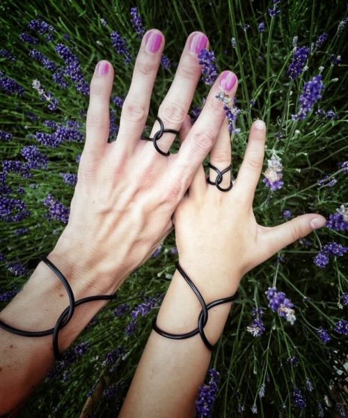 OO rings dětský SET prstýnek + náramek, černý